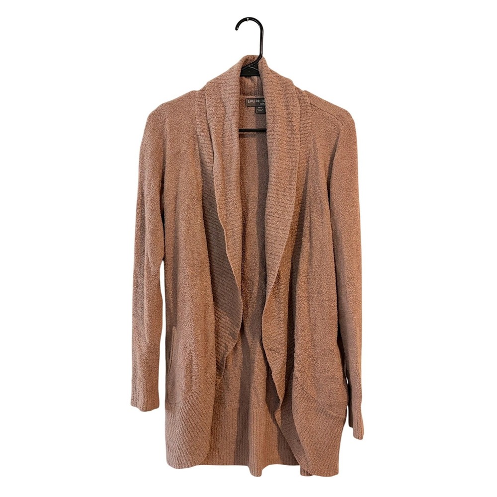 Barefoot Dreams CozyChic Lite Circle Cardigan Mauve Pink Shawl Collar XS/S